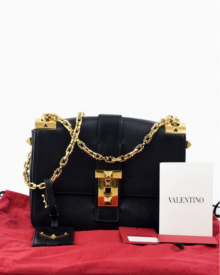 Bolsa Valentino original B-Rockstud preta feminina